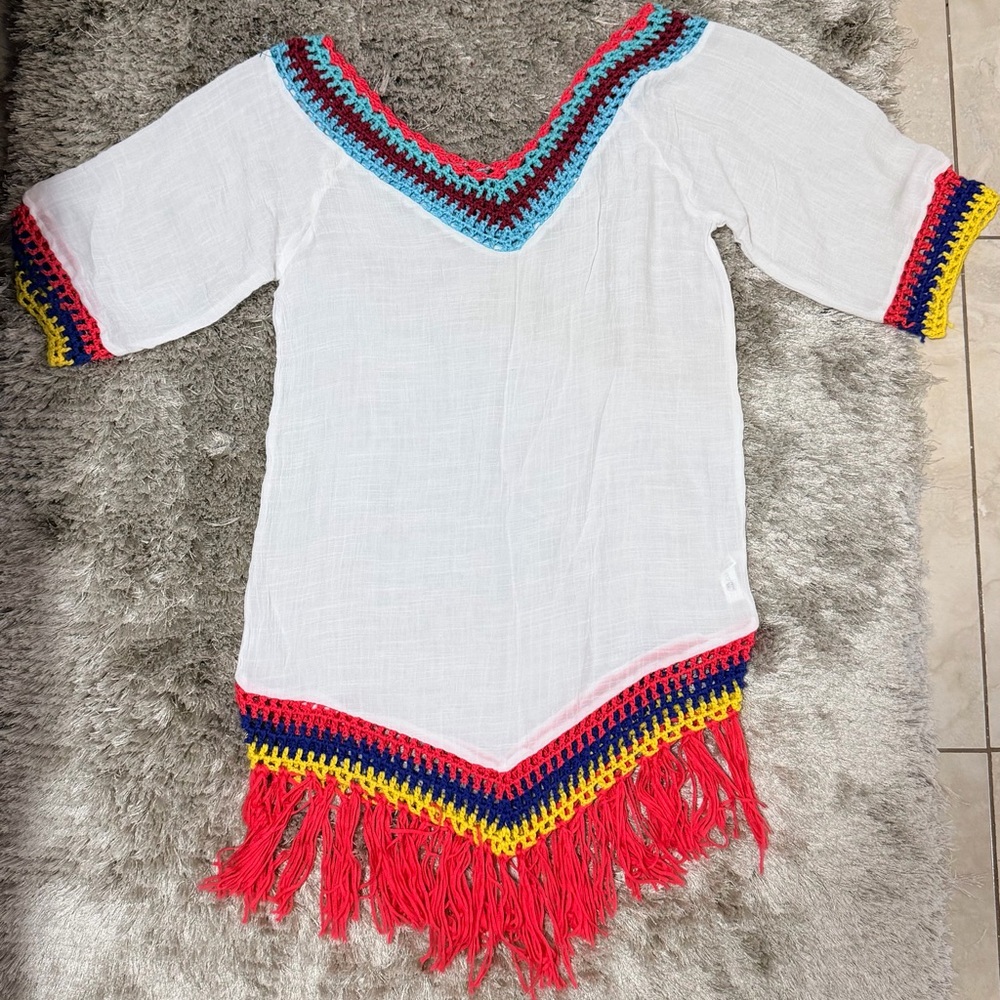 Cupshe White Cover-Up with Red Accents